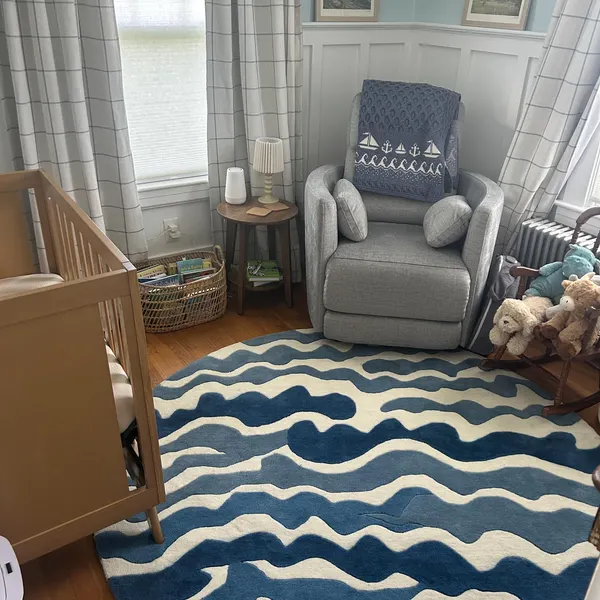 Indo Knots Seawave handmade rug placed in client living room